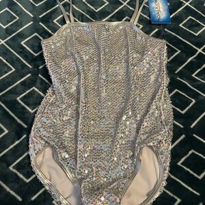 Silver Sequin Bodysuit